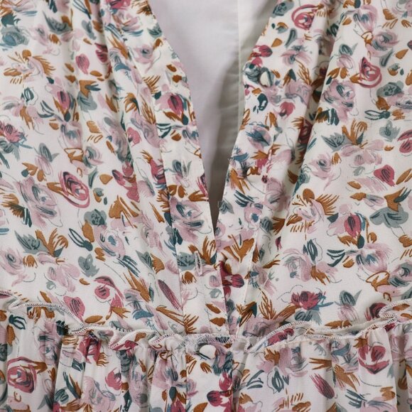 MIKAROSE Floral Cottage Maxi Dress Size Small Romantic Tiered Long Sleeve - Picture 10 of 16